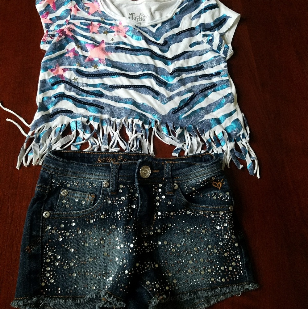 Justice 7R bling shorts & top